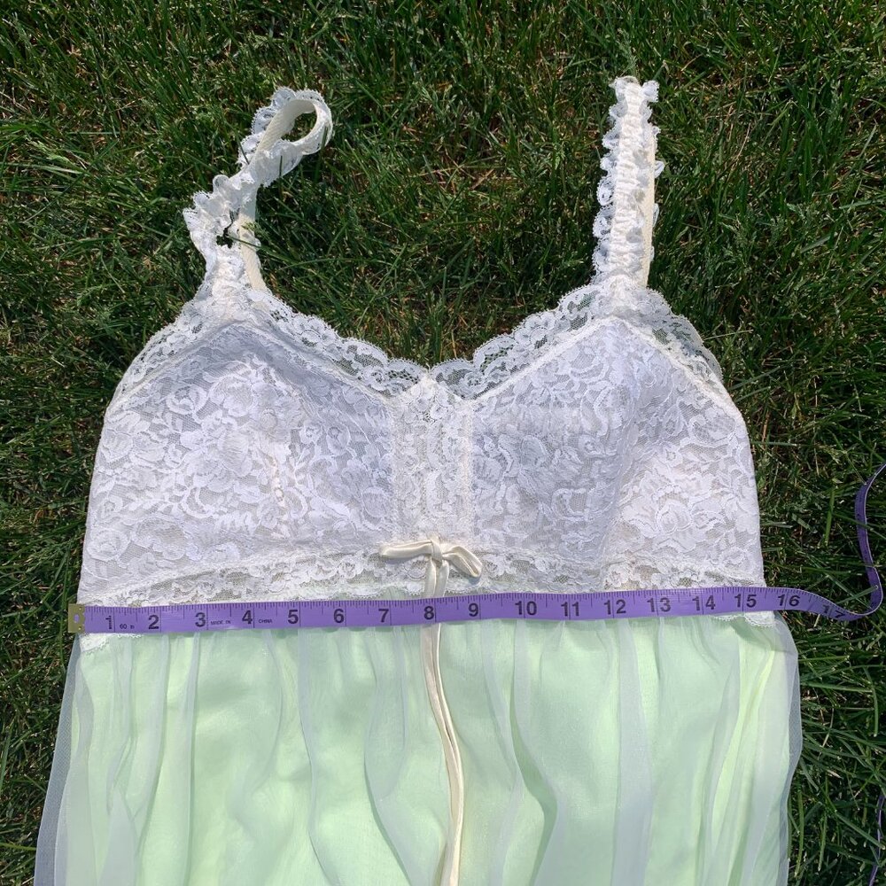 Vintage 60s Sheer Chiffon Lace Babydoll Lingerie Dress Nightie Short Nightgown - Picture 13 of 14